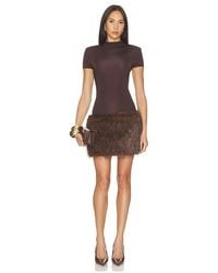 Bronx and Banco - Short Sleeve Mini Dress With Faux Fur Trim - Lyst