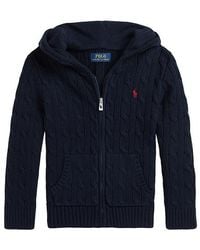 Polo Ralph Lauren - Long Sleeve Cable Knit Full-Zip Hoodie - Lyst