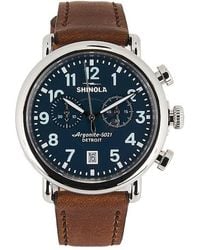 Shinola - Runwell 2 Eye Chrono 41Mm Watch British Tan Leather Strap - Lyst