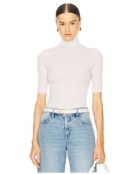 SPRWMN - Top De Cuello Alto Y Manga Corta En Color Ivory Talla En - Lyst