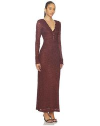 Bardot Ola Long Sleeve Midi Dress in Brown | Lyst