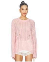 Free People - Sheer Luck Cable Sweater - Lyst