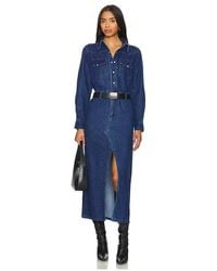 Steve Madden - Midweight Denim Button-Up Midi Dress - Lyst