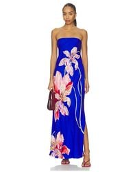 MILLY - Vera Satin Floral Maxi Dress - Lyst