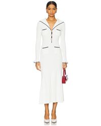 Self-Portrait - Viscose Rib Knit Midi Dress - Lyst