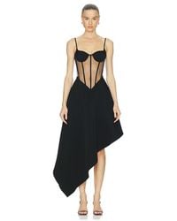 David Koma - Bustier Top Detail Asymmetric Skirt Midi Dress - Lyst