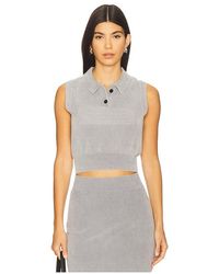 Alexander Wang - Polo Collar Vest With Embossed Logo En Color Gris Talla (También En M, S, Xs) - Lyst