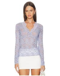 Free People - Manga Larga De Encaje All Day En Color Bebe Azul Talla (También En M, S, Xl, Xs) - Lyst
