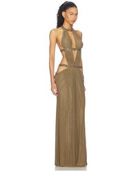 vida backless maxi dress with shell trim in marine Sheath Scoop Backless Lace Wedding Dress with Split Wraps – Pgmdress main image 1