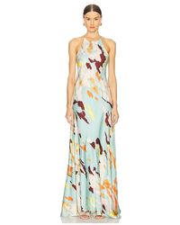 green emerald velvet dress ALC Aries Satin Pleated Maxi Dress