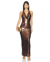 chinese dress ladies Jluxlabel | Brown Abstract Bethany Strapless Maxi Dress | Size XL
