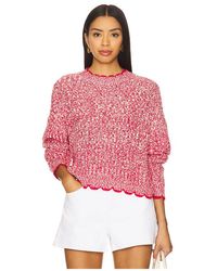 Autumn Cashmere - Top De Cuello Redondo Con Puntada De Escalera Con Puntas En Color Rojo Talla (También En Xs, S, M) - Lyst