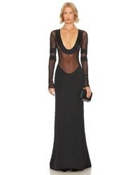 LAQUAN SMITH - Scoop Neck Gown With Satin Trim - Lyst