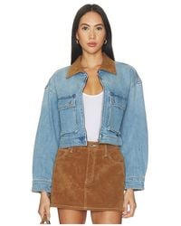 GOOD AMERICAN - The Denim Swing Cropped Jacket - Lyst