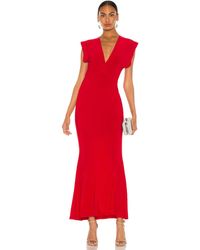 Norma Kamali X Revolve V Neck Rectangle Gown - Red