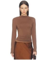 Pistola - Nathalia Long Sleeve Draped Mock Neck Tee - Lyst