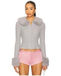 GUIZIO - X Revolve Heart Faux Fur Knit Cardigan - Lyst