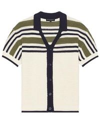 Central Park West - Striped Short Sleeve Buttondown Shirt - Lyst