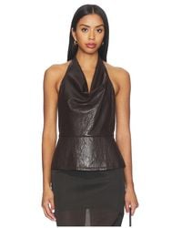 LNA - Jet Faux Leather Halter Top - Lyst