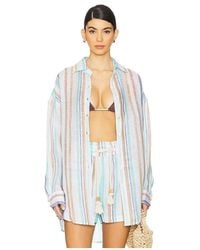Vitamin A - Camisa De Lino Estilo Boyfriend Playa En Color Azul Talla En - Lyst