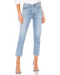 Agolde Riley hohe Straight Crop Jeans. Size 30, 31, 32. - Blau