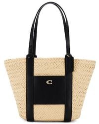 COACH - Small Straw Pocket Tote - Lyst