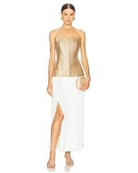 Prabal Gurung - Strapless Straight Neck Sequin Dress W/ Plisse Skirt - Lyst