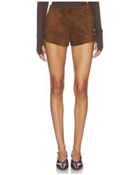 AEXAE - Leather Suede Mini Short - Lyst
