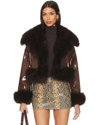 Adrienne Landau - Jacke Aus Lederimitat & Webpelz - Lyst