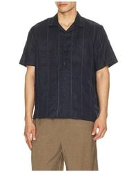 Vince - Linen Eyelet Stripe Short Sleeve Cabana Shirt - Lyst