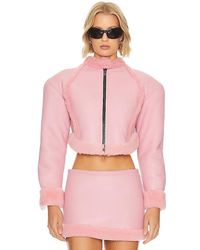 GIUSEPPE DI MORABITO - Pink Leather Bomber Jacket - Lyst
