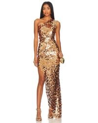 Bronx and Banco - Vestido Largo Un Hombro Farah En Color Oro Metálico Talla En - Lyst