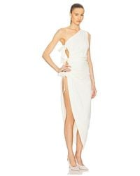 Helsa The Constantina Jersey Dress With Bow in White | Lyst