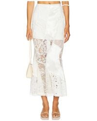 YUHAN WANG - Falda De Sirena Con Parches De Encaje. En Color Ivory Talla (También En S) - Lyst