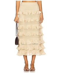 Zimmermann - Falda Midi Con Volantes De Encaje En Color Oro Metálico Talla (También En 1/S, 2/M, 3/L, 4/Xl) - Lyst