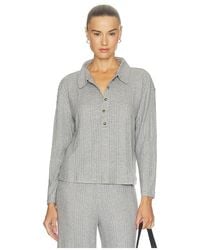 Eberjey - Variegated Rib Long Sleeve Polo Top - Lyst