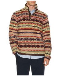 Polo Ralph Lauren - Long Sleeve Printed Vintage Fleece Snap Mockneck Pullover - Lyst