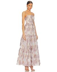 chinese dress ladies Armani Tiered Maxi Dress in Baby Blue Floral