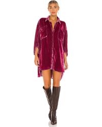 Free People Lux Velvet Shirt Dress - Mehrfarbig