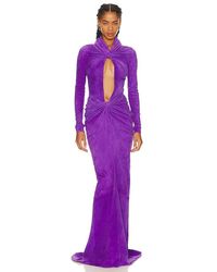 LAQUAN SMITH - Long Sleeve Keyhole Gown With Ruched - Lyst