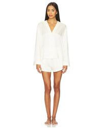 Lunya - Washable Silk Button Up Long Sleeve Short Set - Lyst