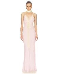 Helsa - Sheer Georgette Gown With Lace - Lyst