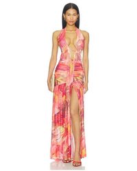 Runaway the Label - Adrianna Plunge Ruched Maxi Dress - Lyst