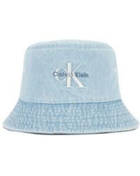 Calvin Klein - Monologo Embroidery Denim Bucket Hat - Lyst