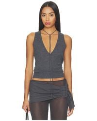 St. Agni - Plunge Rouleau Knit Tie Top - Lyst
