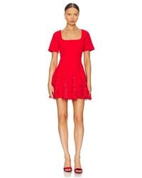 MILLY - Mini Vestido Godet Joy Square Neck En Color Rojo Talla (También En 4) - Lyst