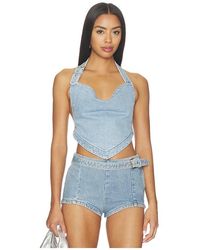 retroféte - Amelisse Denim Top - Lyst