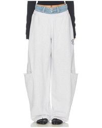 Alexander Wang - Prestyled Slashed Sweatpant With Denim Waistband - Lyst