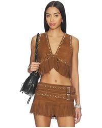 Lamarque - Reina Fringed Suede Vest - Lyst