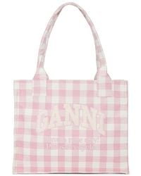 Ganni - Large Easy Shopper Vichy Bag - Lyst